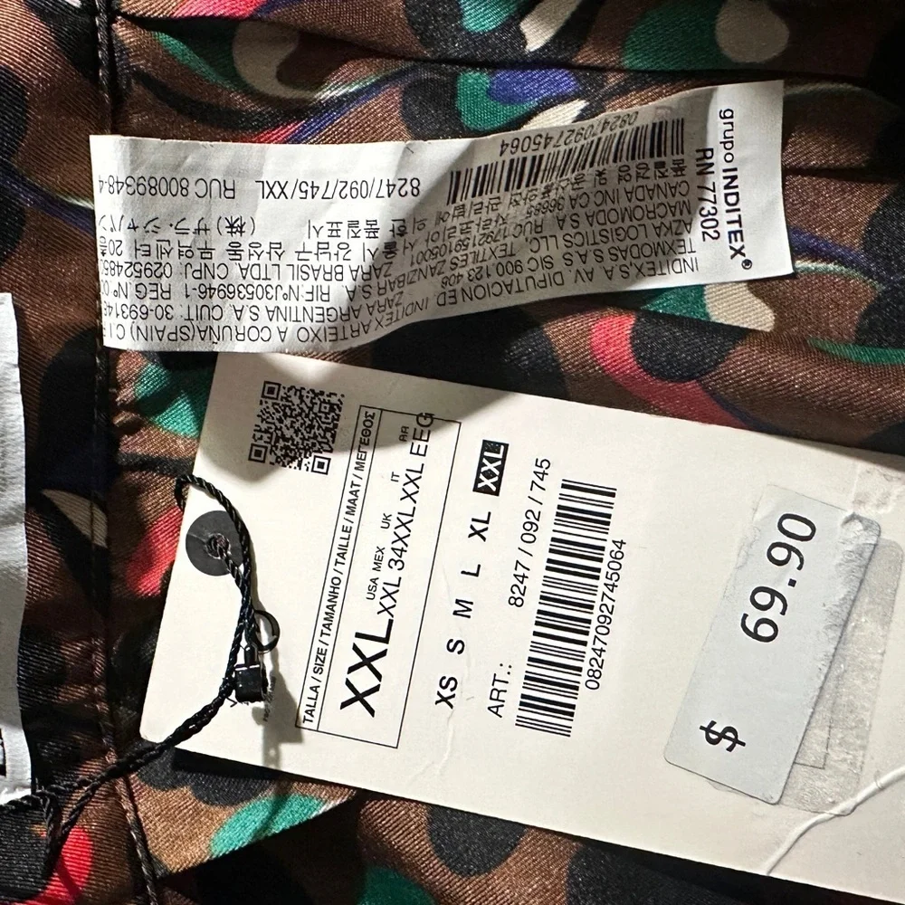 Zara Geometric Pleated Midi Skirt Brown Pattern Plus Size XXL - Picture 10 of 11